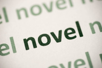 word  novel  printed on paper macro