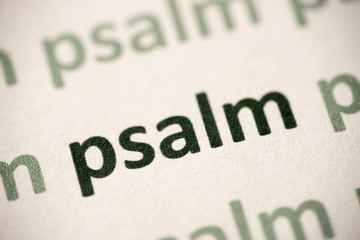 word  psalm  printed on paper macro