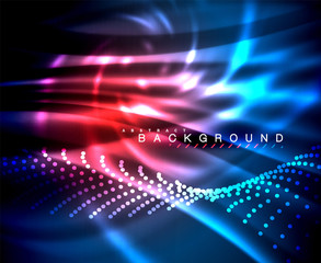 Neon glowing techno lines, hi-tech futuristic abstract background template with square shapes