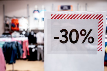 30 percent off sale at a department store