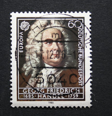 Vintage German postage stamp with image of the composer Händel