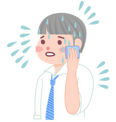 大汗をかく男性