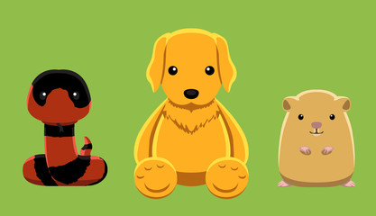 Dog Snake Guinea Pig Pet Doll Cartoon Vector Illustration 7