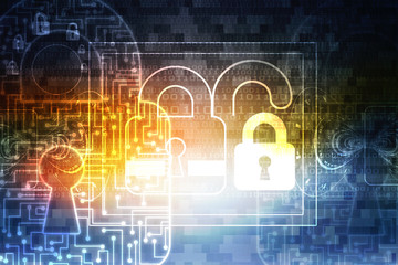 2d illustration Safety concept: Closed Padlock on digital background