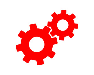 red gear construction repair fix engineering tool equipment image vector icon logo