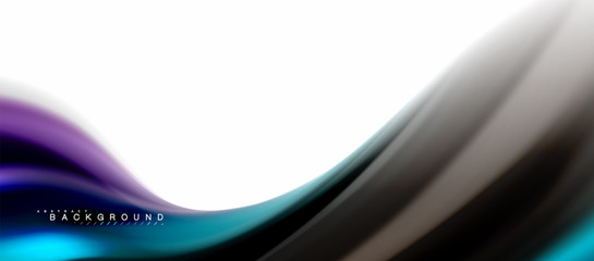 Fluid liquid mixing colors concept on light grey background, curve flow, trendy abstract layout template for business or technology presentation or web brochure cover, wallpaper