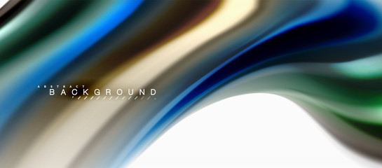 Fluid liquid mixing colors concept on light grey background, curve flow, trendy abstract layout template for business or technology presentation or web brochure cover, wallpaper