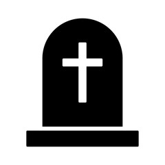 Obraz premium Headstone, tombstone or gravestone with cross for the dead flat vector icon for games and websites