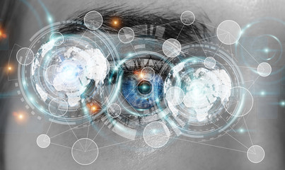 Close-up of woman digital eye 3D rendering