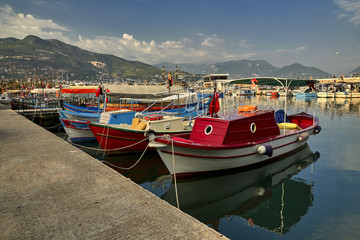 Small fishing boats in the port of Alanya, Turkey