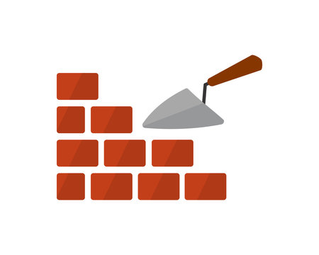 spade brick construction repair fix engineering tool equipment image vector icon logo