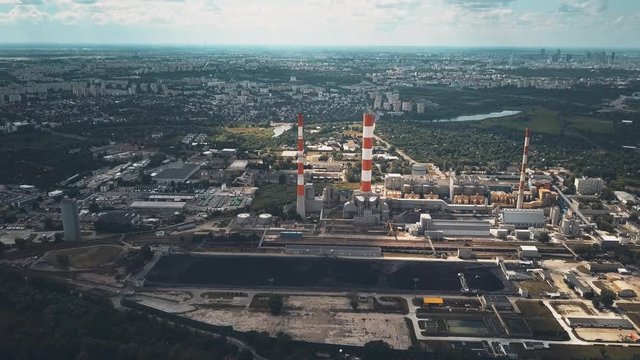 Aerial view of coal power station