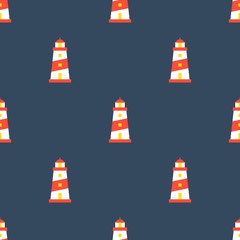 Lighthouse seamless pattern for use as wrapping paper gift or wallpaper and printing, nautical theme