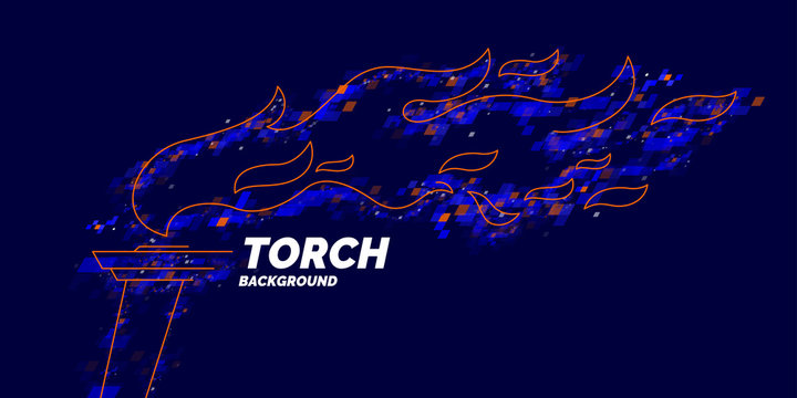Modern poster and background with torch and fire.