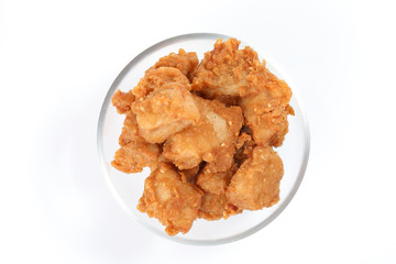 Deep Fried Chicken Wings Drumstick Nuggets Popcorns on white background