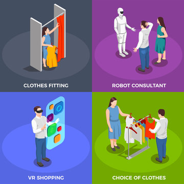Consumers Isometric Concept Icons Set