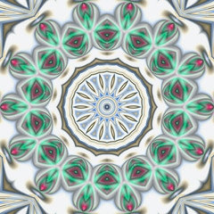 Colorful digital art, Oriental pattern, geometric texture, Mystical motif,  Abstract background, Fantastic design. 