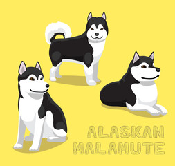 Obraz premium Dog Alaskan Malamute Cartoon Vector Illustration