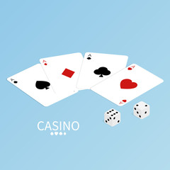 isometric card & dice simple vector