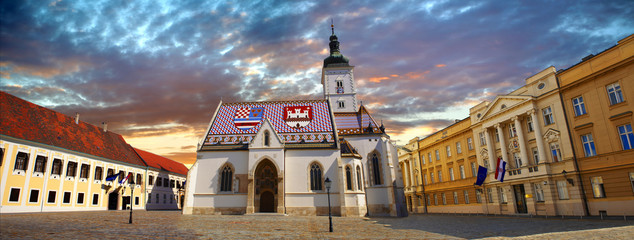 Late Gothic church of St Mark's Church or Crkva sv Marka, Zagreb, Croatia, Europe