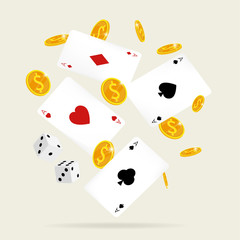 casino online card & dice coins vector