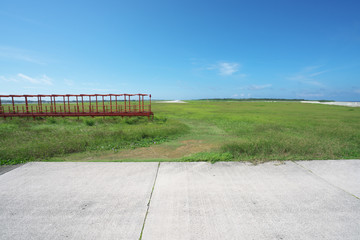 Okinawa,Japan-July 7, 2018: View near Shimojishima Airport, Miyako, Okinawa