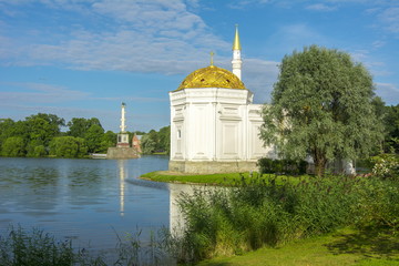 Turkish bath and Chesme column in Catherine park, Saint Petersburg, Russia