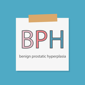 BPH (Benign Prostatic Hyperplasia) written in a notebook paper- vector illustration