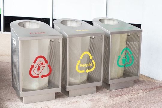 Recycle bins for different types of waste