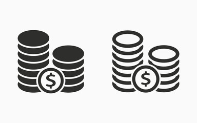 Vector investments money icon. Simple pictogram for graphic and web design. Black illustration isolated on white.
