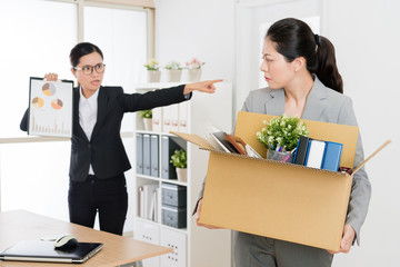 business lady is fired by the boss