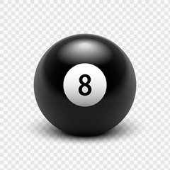 Vector illustration billiards. Eight Ball. Isolated on a transparent background. 8. EPS 10 - obrazy, fototapety, plakaty