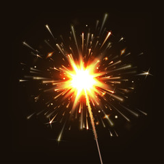 Vector illustration sparkler. New Year. Pyrotechnics. EPS 10