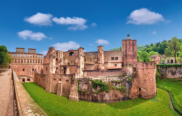 Ruins of Heidelberg Castle in Spring