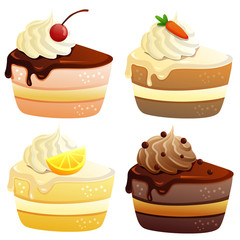 slice of cake with mousse on top