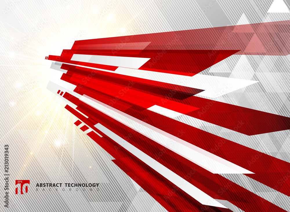 Poster abstract perspective technology geometric red color shiny motion background and lines texture with l