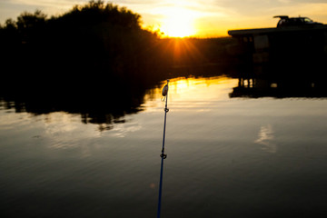 Fishing boat and beautiful sunset
