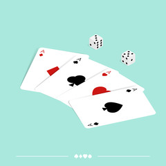 isometric card & dice simple vector