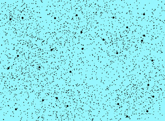 Abstract black speckled on blue background. Rough texture.