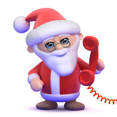 Vector 3d Santa answers the phone
