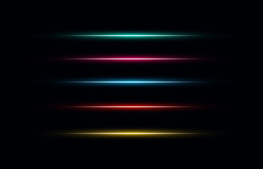 Red And Blue Glowing Neon Lights Line Abstract Banner Wallpaper Background Template. Vector - obrazy, fototapety, plakaty