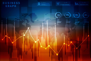 2d rendering Stock market online business concept. business Graph 