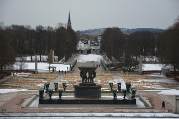 Vigeland Sculpture Park on a breezy winter day