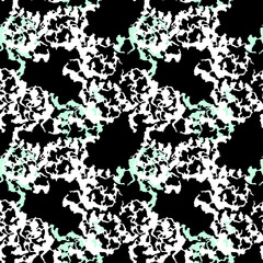 Military camouflage seamless pattern black, mint green and white colors