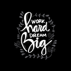 Work hard dream big. Motivational 