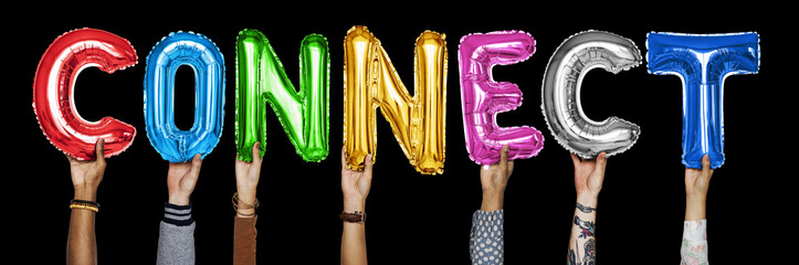 Hands showing balloons word