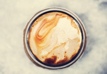 Aerial view of hot coffee