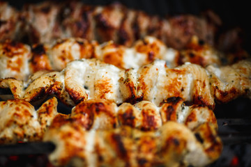 close-up of bbq meat