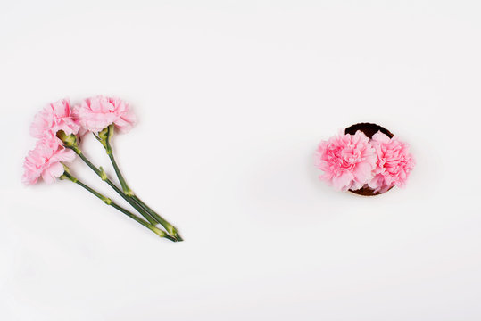 composition oeillets rose 