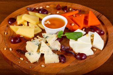 Cheese plate with honey